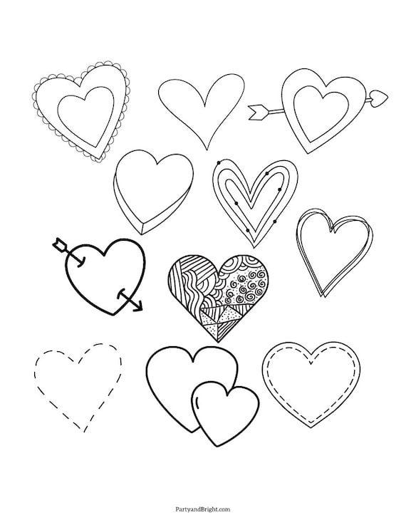 Paquete de plantillas de corazones plantillas de corazones imprimibles para manualidades decoraciãn pdf digital contornos de corazones