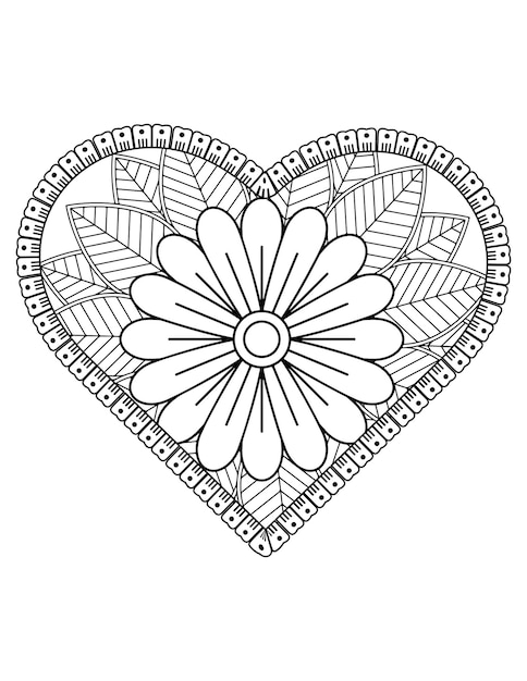 Premium vector heart coloring page for adult and kids love coloring vector valentine pattern design valentine