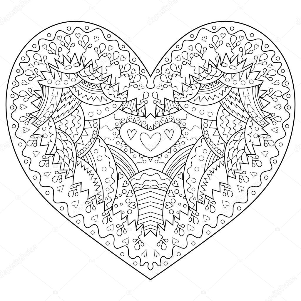 Hermoso corazãn para colorear libro vector de stock de lezhepyoka
