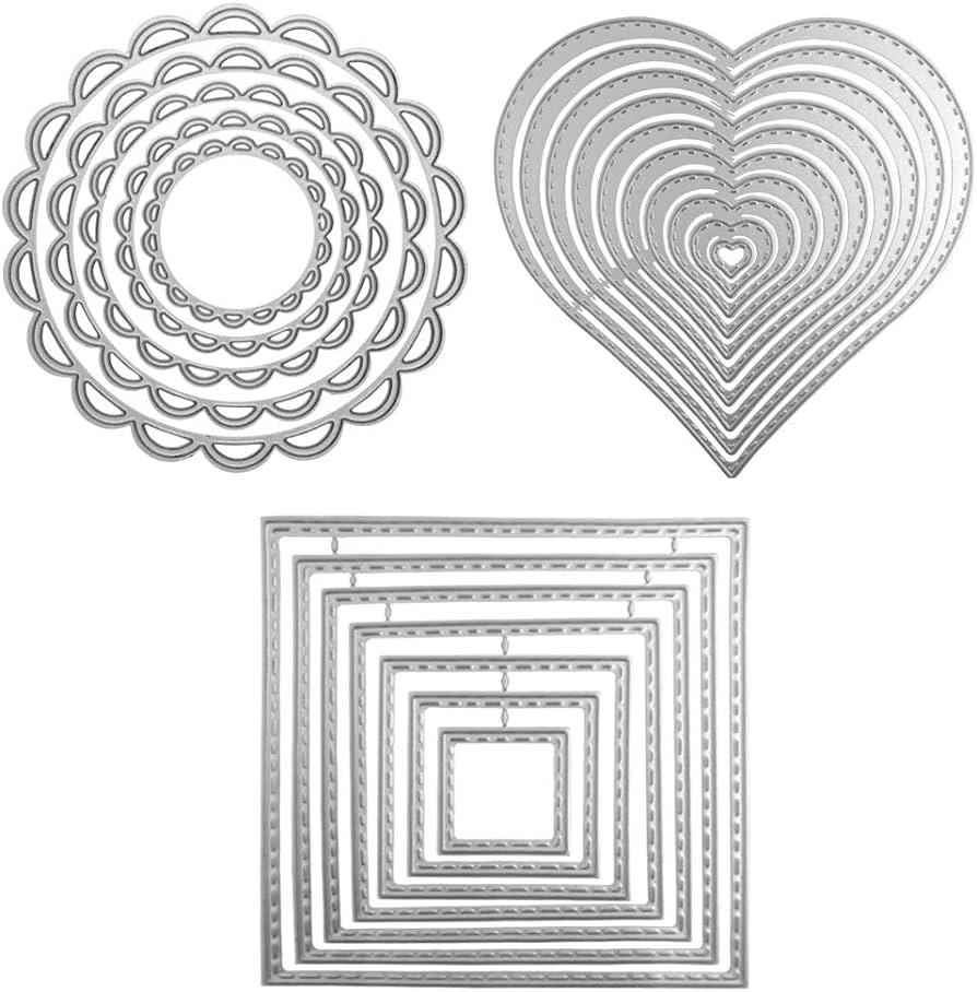 Formas diferentes de troqueles de plantilla de plantilla de metal cuadrado cãrculo de flores y corazãn dakuan piezas de herramientas de grabaciãn en relieve para el libro de recuerdos manualidades