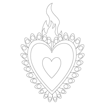 Premium vector heart mexican embroidery coloring page