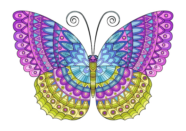 Mariposa de color brillant imagen para imprimir en ropa colorear fondos vector premium