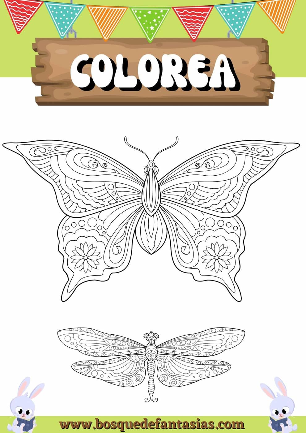Dibujos de mariposas para colorear e imprimir fãciles para niãos