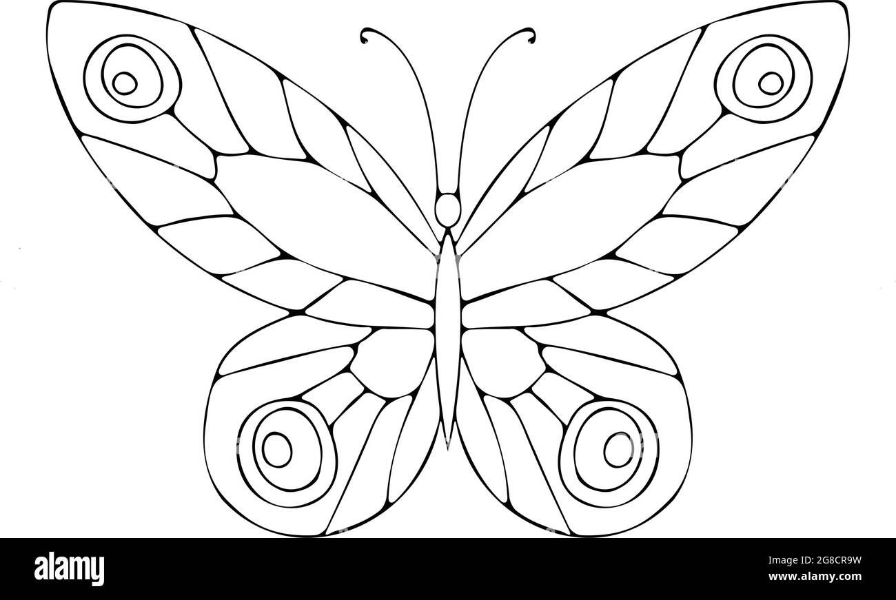 Dibujo de vector de contorno de mariposa libro para colorear con mariposas de insectos plantilla eps imagen vector de stock
