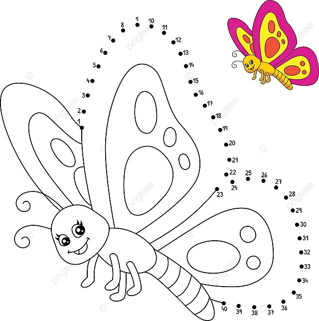 Dibujo de mariposa para colorear niãos con connectthedots pãgina animal vector png dibujos dibujo de mariposa dibujo de animal dibujo de anillo png y vector para dcargar gratis