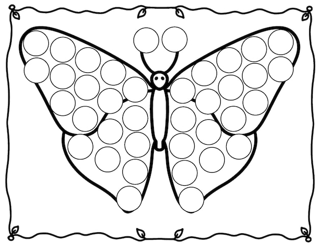 Mariposas para colorear paginas marcador de puntos actividad para ninos vector premium