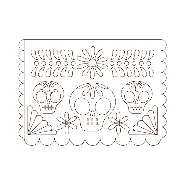 Premium vector hand drawn papel picado coloring page illustration