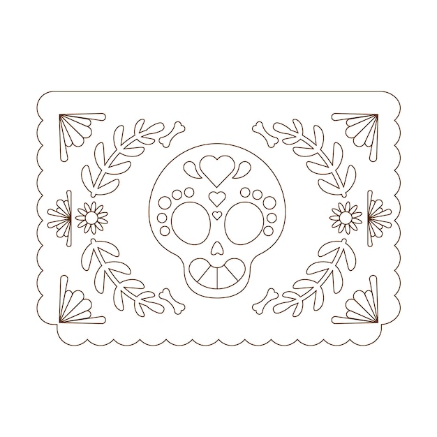 Free vector hand drawn papel picado coloring page illustration