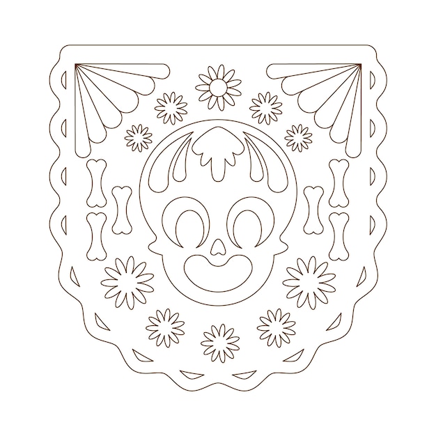 Free vector hand drawn papel picado coloring page illustration
