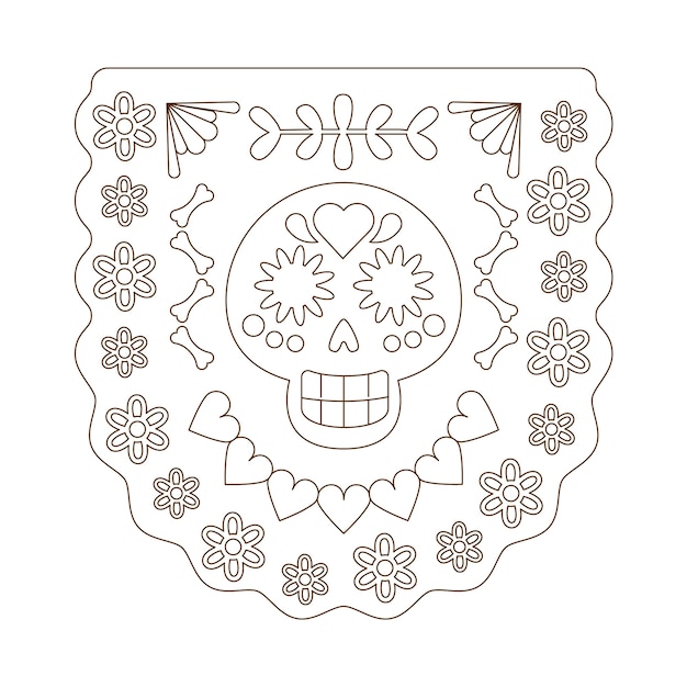 Free vector hand drawn papel picado coloring page illustration