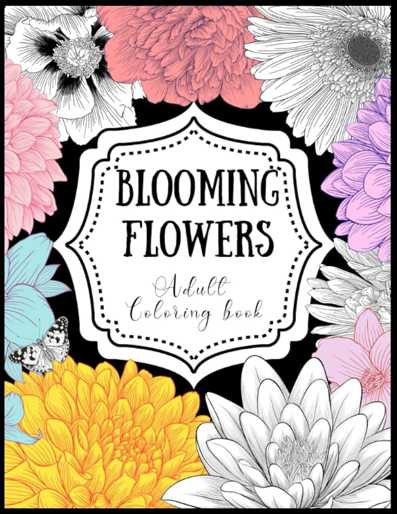 Blooming flowers adult coloring book by aubrey jacobs intricate beautiful flower colouring pages and botanical floral prints with grayscale relaxing images of botanical nature and plants to color printables aubreys printables aubreys