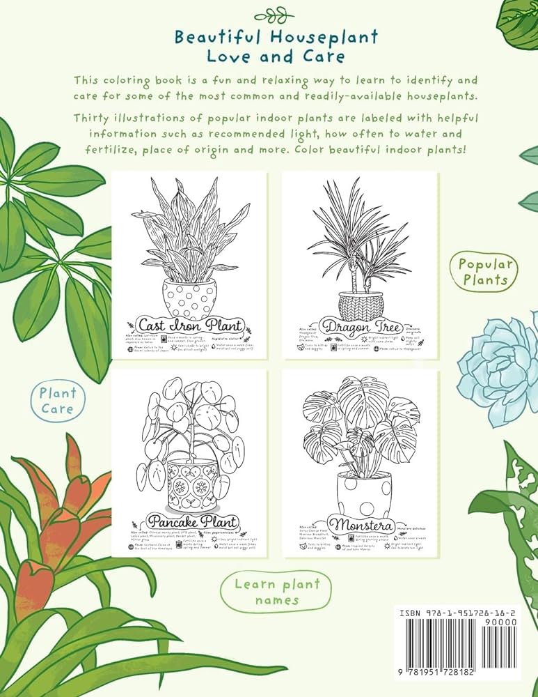 The plant parent coloring book beautiful houseplant love and care racine jen books