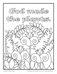 Bible coloring pages for kids god made the plants