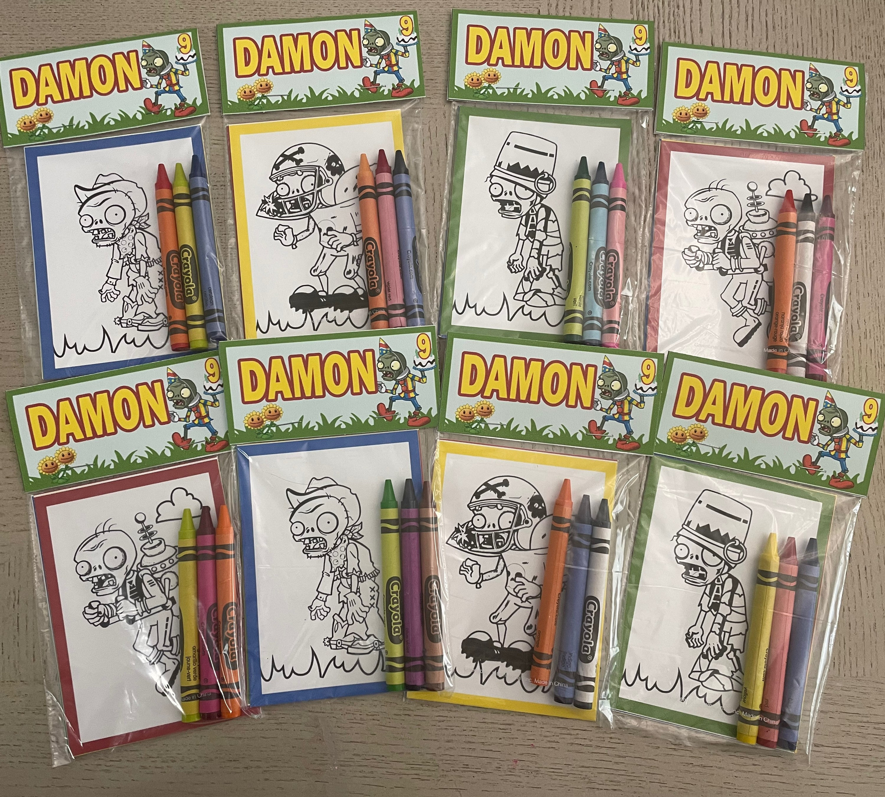 Plants vs zombies party favor coloring kit personalized coloring pages and crayons custom party gift plants vs zombies party ideas
