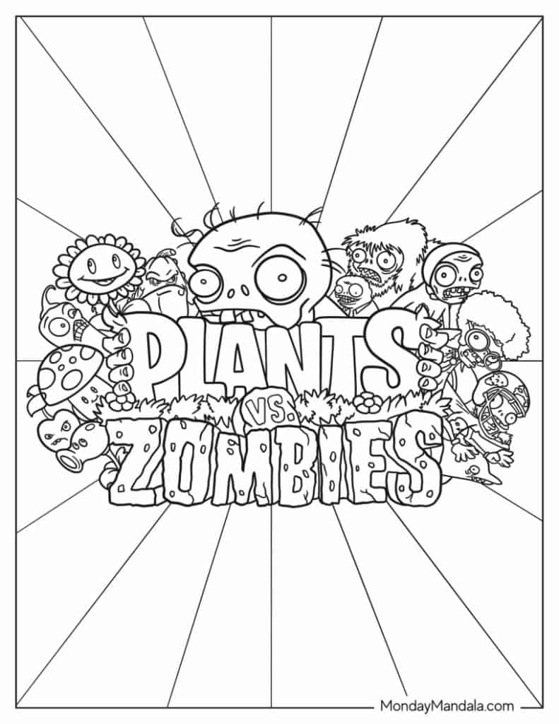 Plant vs zombies coloring pages free pdf printables