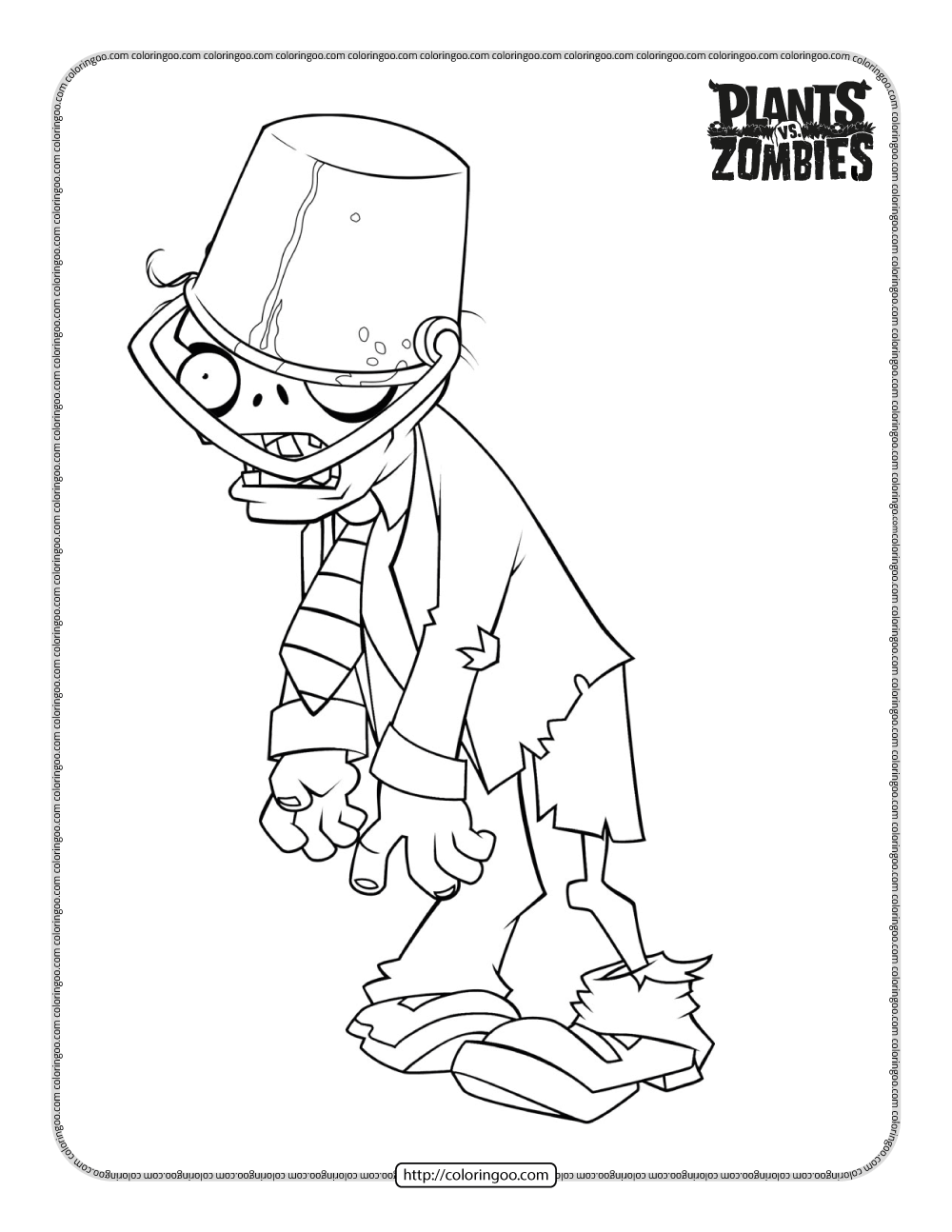 Plants vs zombies buckethead zombie coloring pages