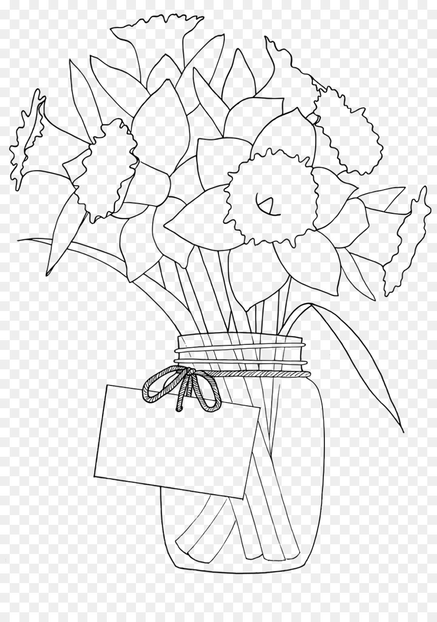 Line art white coloring book cut flowers plant png download
