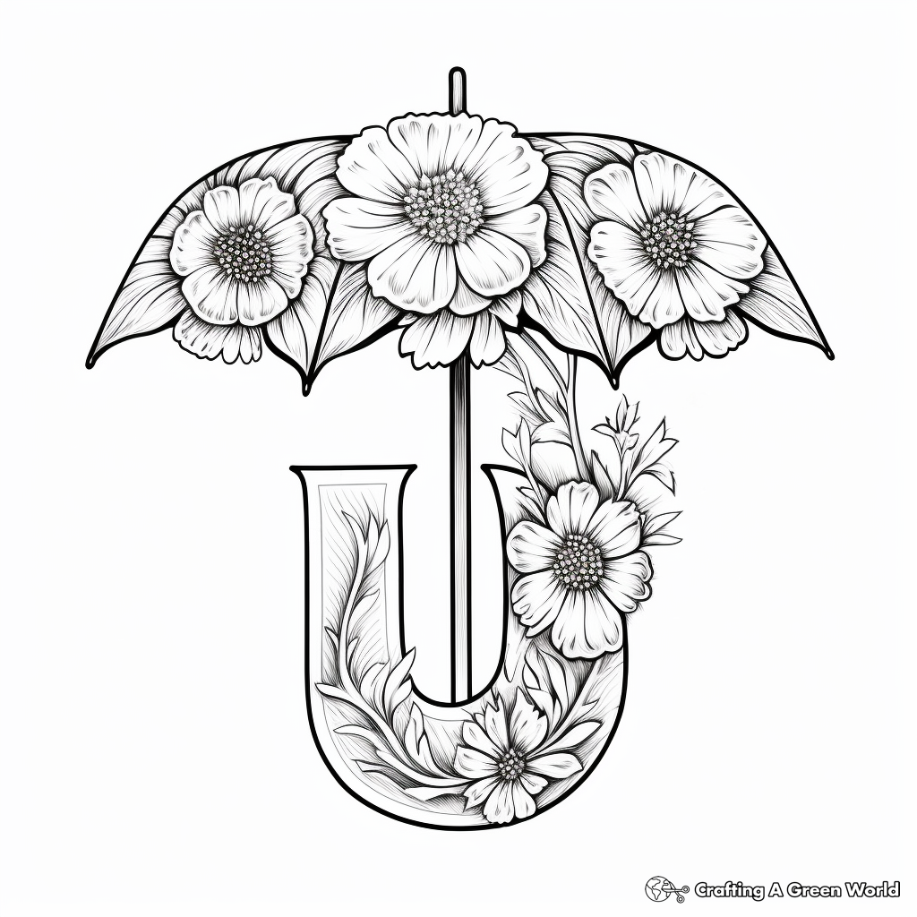 U is for umbrella coloring pages