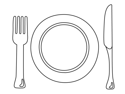 Fork and knife with plate emoji coloring page free printable coloring pages