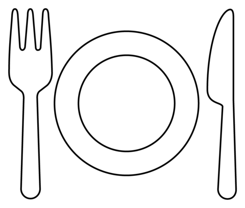 Fork and knife with plate emoji coloring page free printable coloring pages