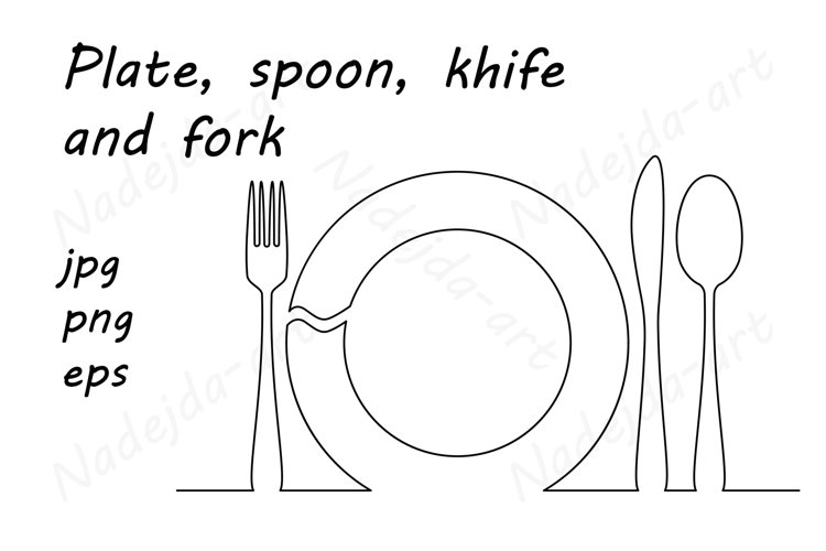 Plate spoon khife and fork continuous line