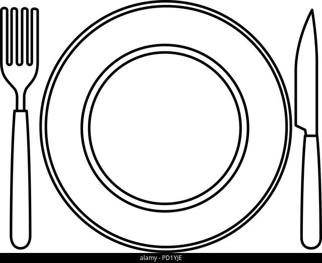 Dish with fork and knife stock vector image art