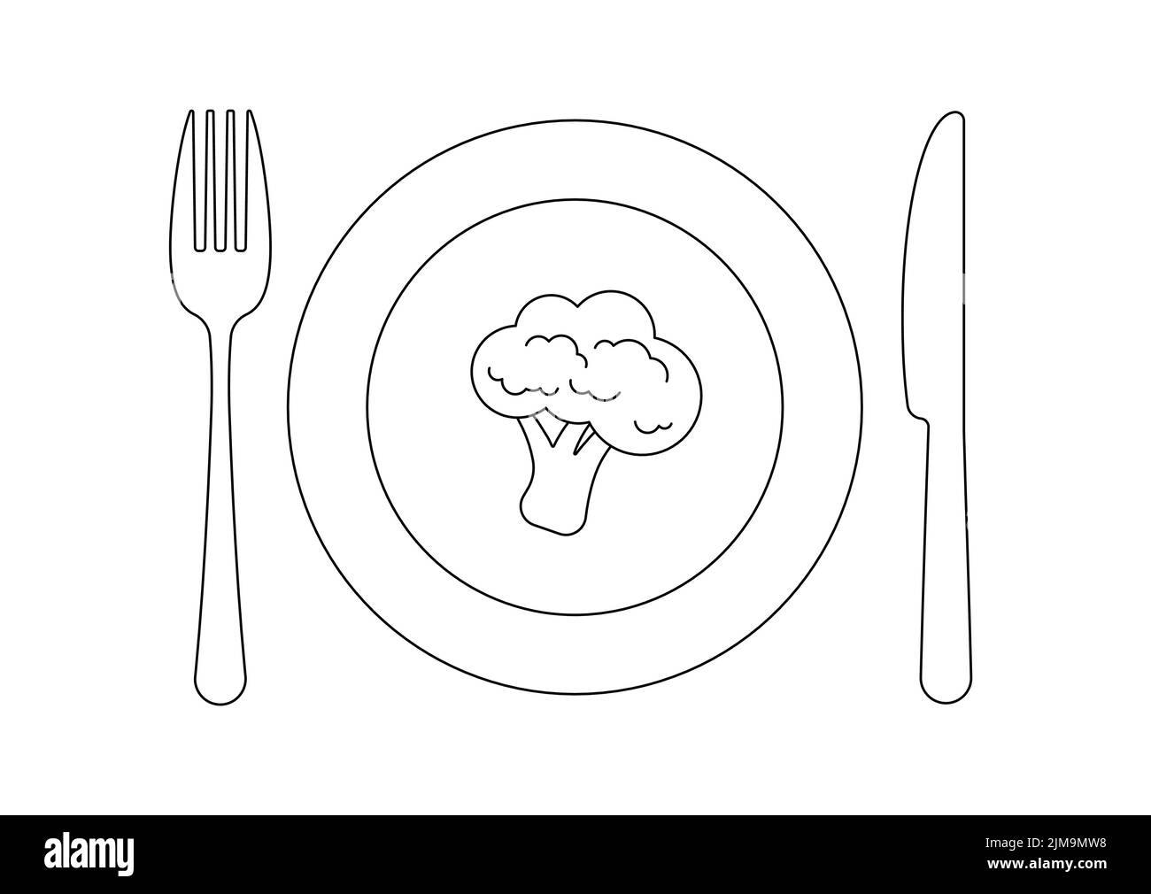 Silver cutlery on white plate stock vector images