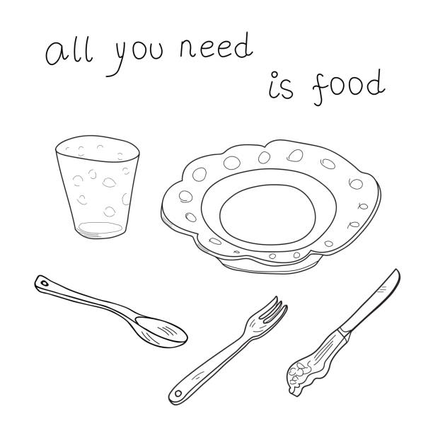 Fork and spoon and coloring book stock clipart royalty