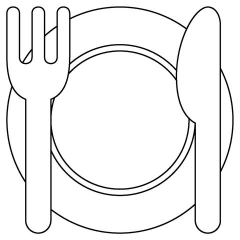 Fork and knife with plate emoji coloring page free printable coloring pages