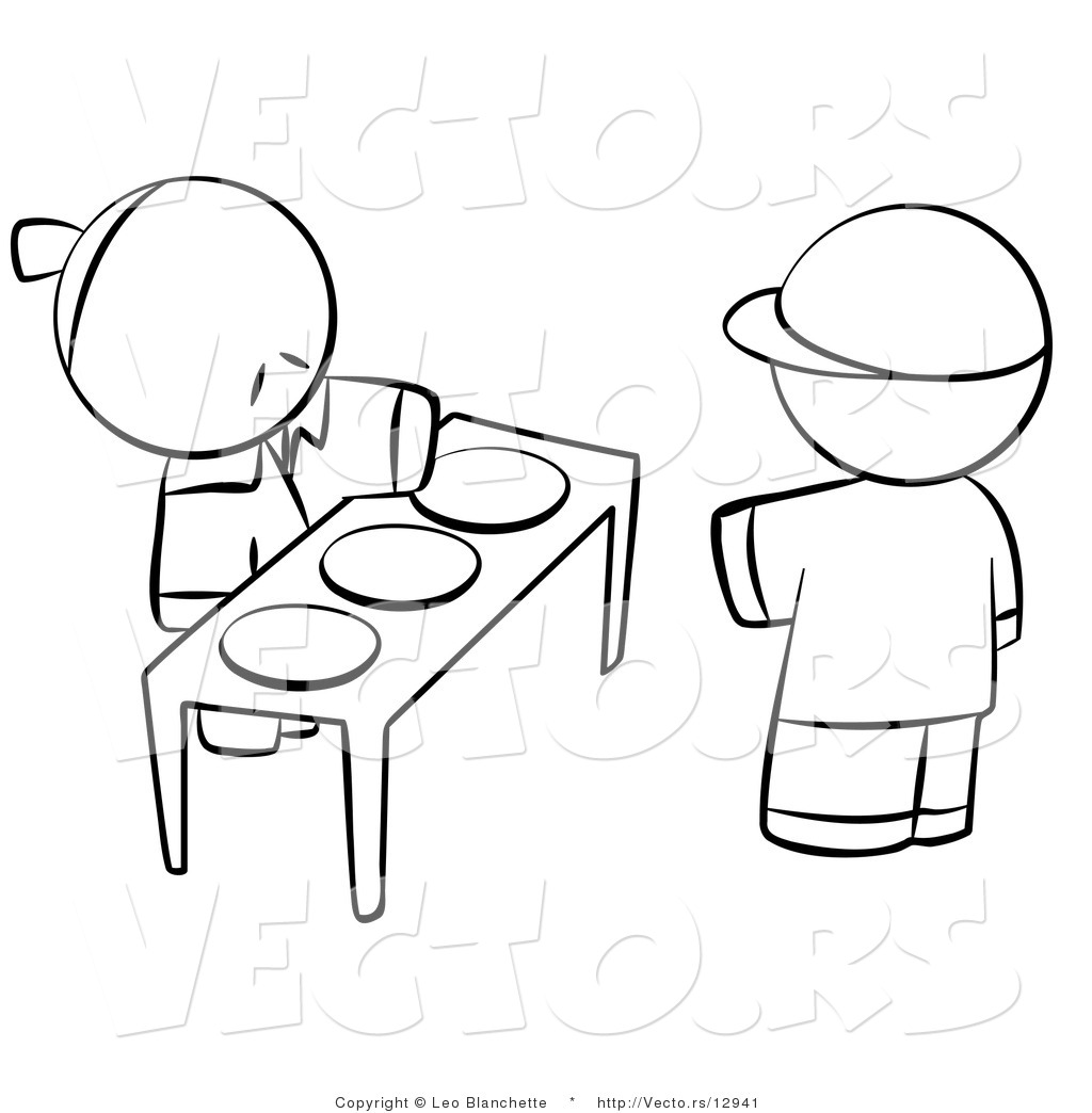 R of boy choosing plate of food for hungry young peon