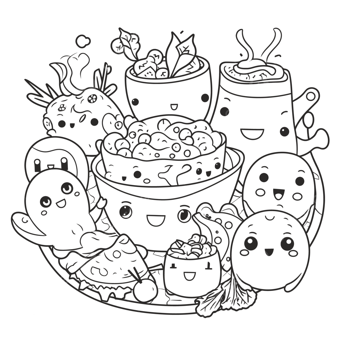 Plate of kawaii character coloring pages outline sketch drawing vector kawaii drawing wing drawing ring drawing png and vector with transparent background for free download