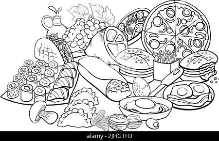 Cartoon dumpling black and white stock photos images