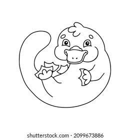 Cute animal platypus coloring book page stock vector royalty free
