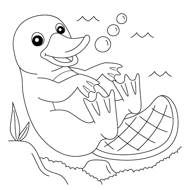 Premium vector platypus animal coloring page for kids