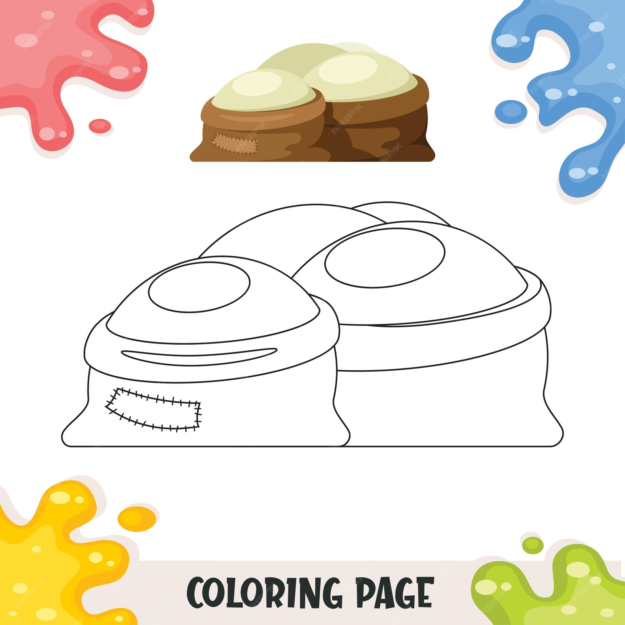 Premium vector coloring pages for kids bags with flour illustration