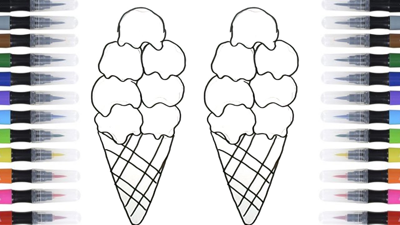 Coloring pages videos for kids ice cream drawing and coloring easy play doh