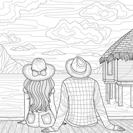 Adult coloring pages beach cliparts stock vector and royalty free adult coloring pages beach illustrations