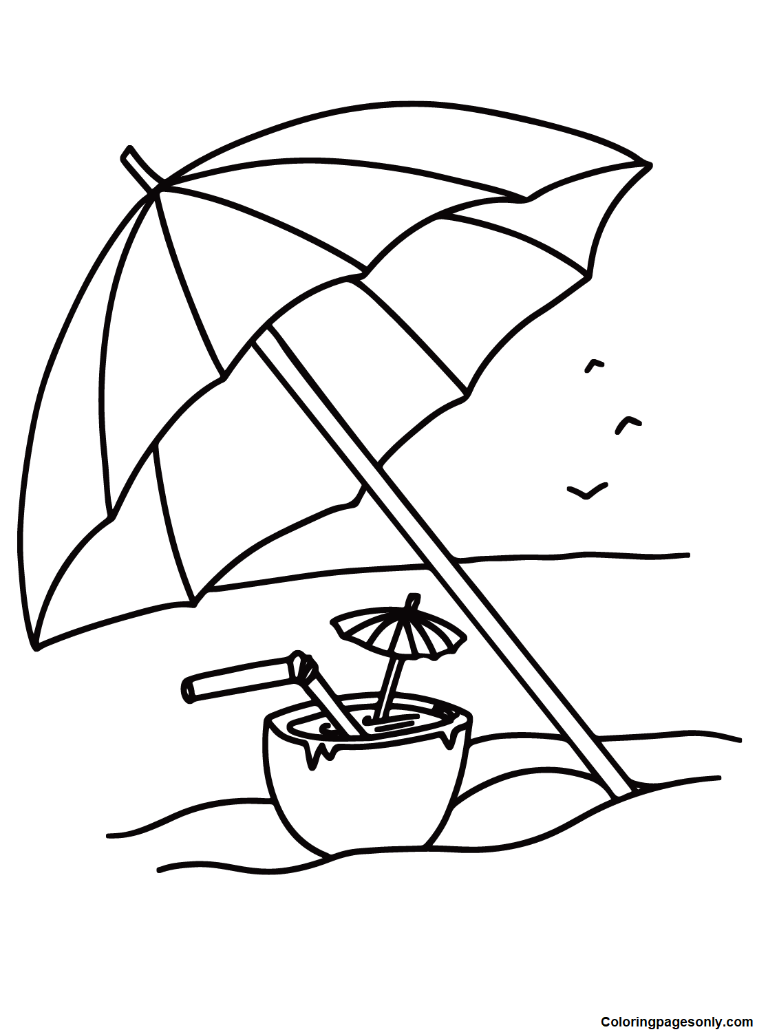 Umbrella with ears coloring page