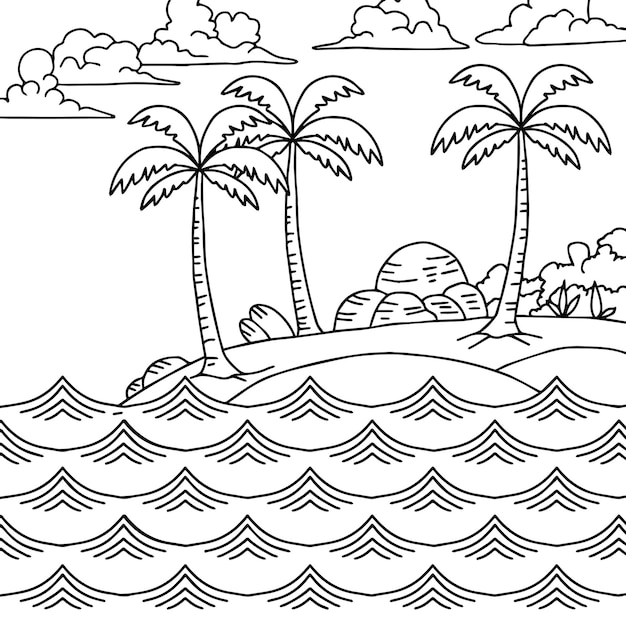 Premium vector design vector fish under sea coloring page for kid outline