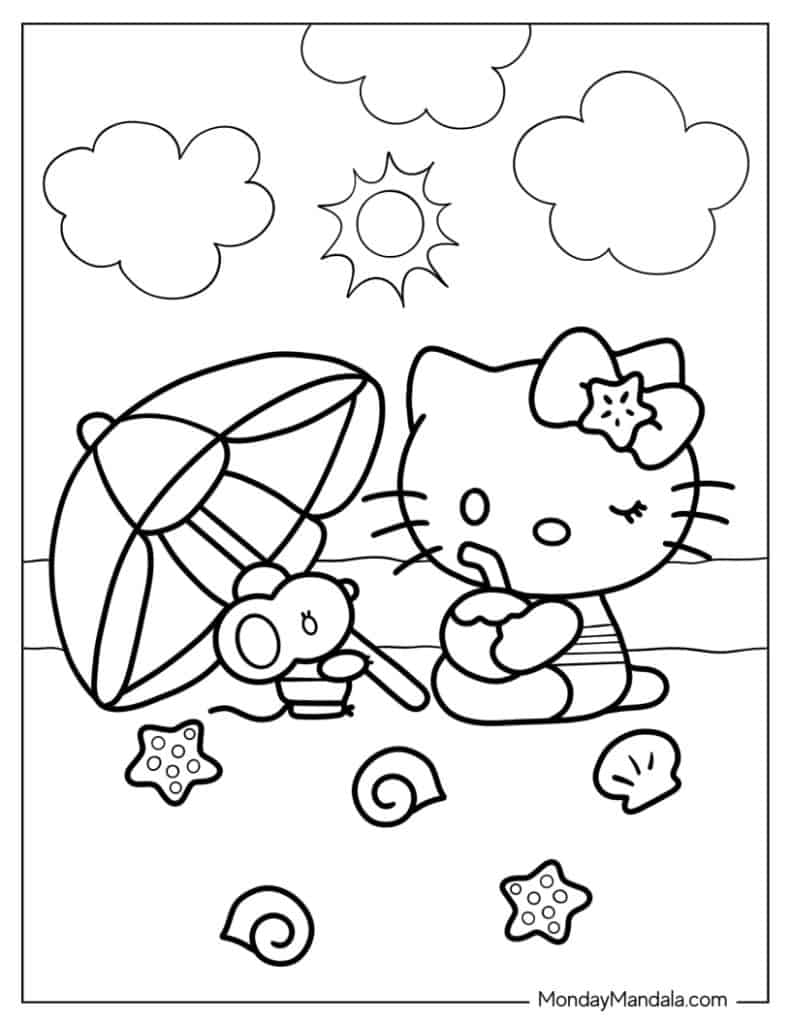 Hello kitty coloring pages free pdf printables