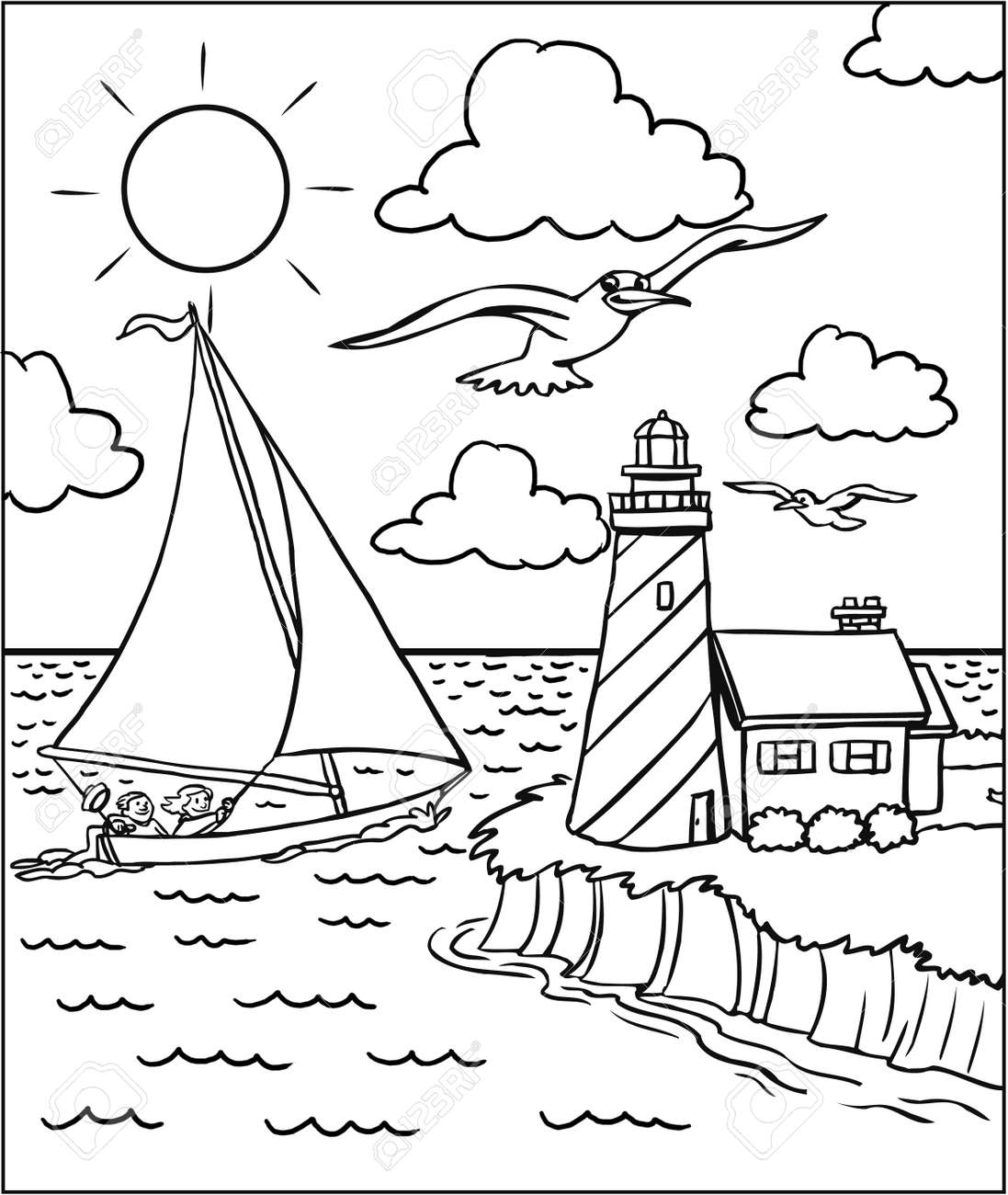 Seashore coloring page stock photo picture and royalty free image image