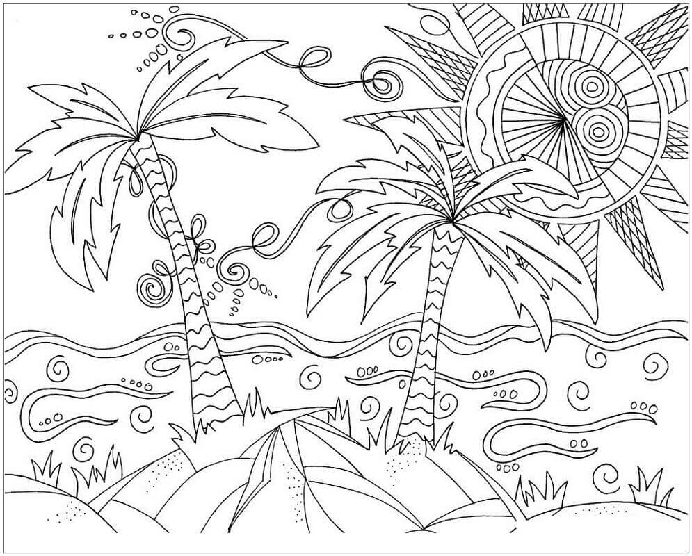 Playa es para adultos para colorear imprimir e dibujar â