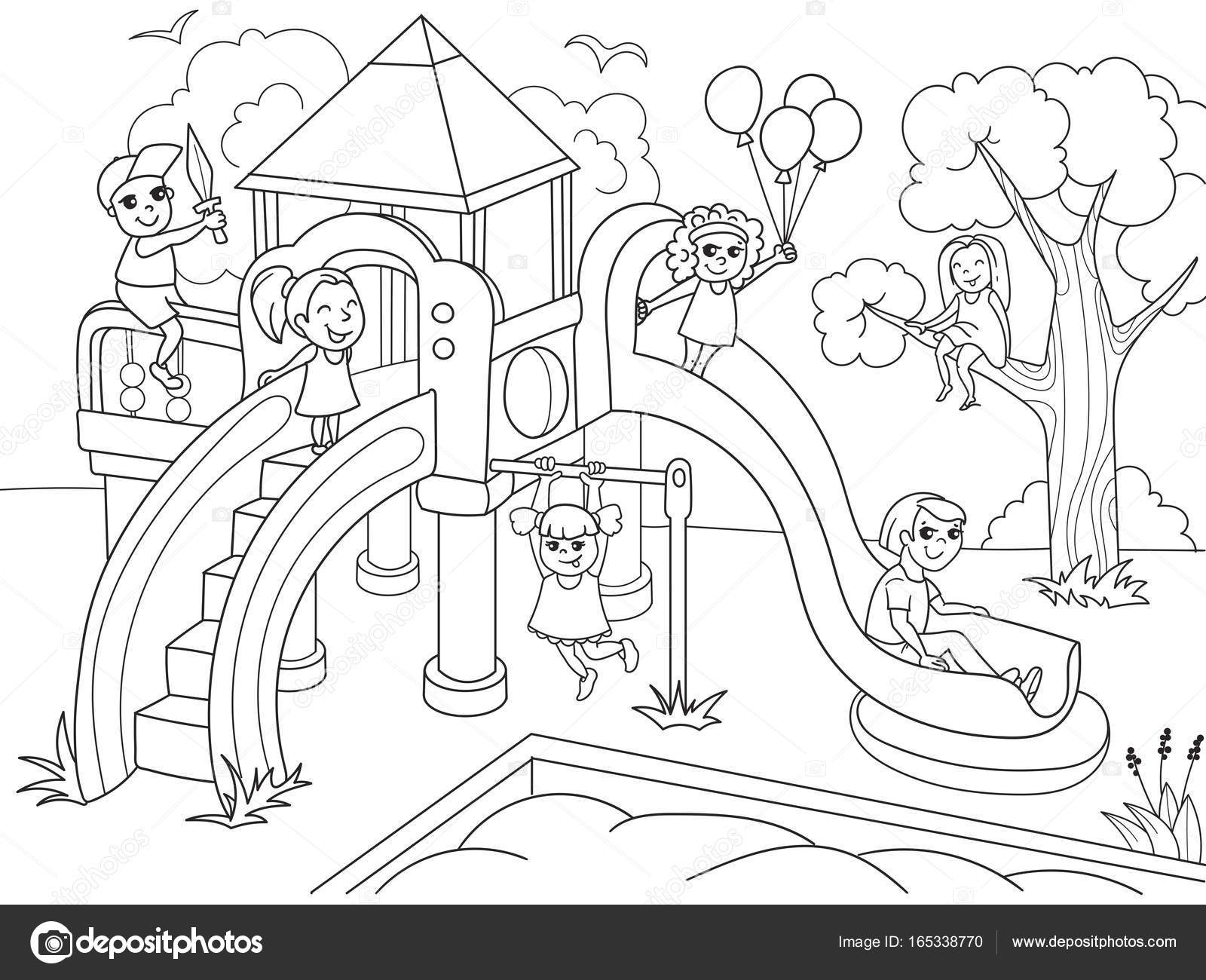 Childrens playground coloring vector illustration of black and white stock vector by toricheksgmail