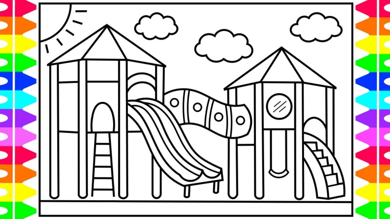 How to draw a playground for kids ðððð playground drawing playground coloring pages for kids