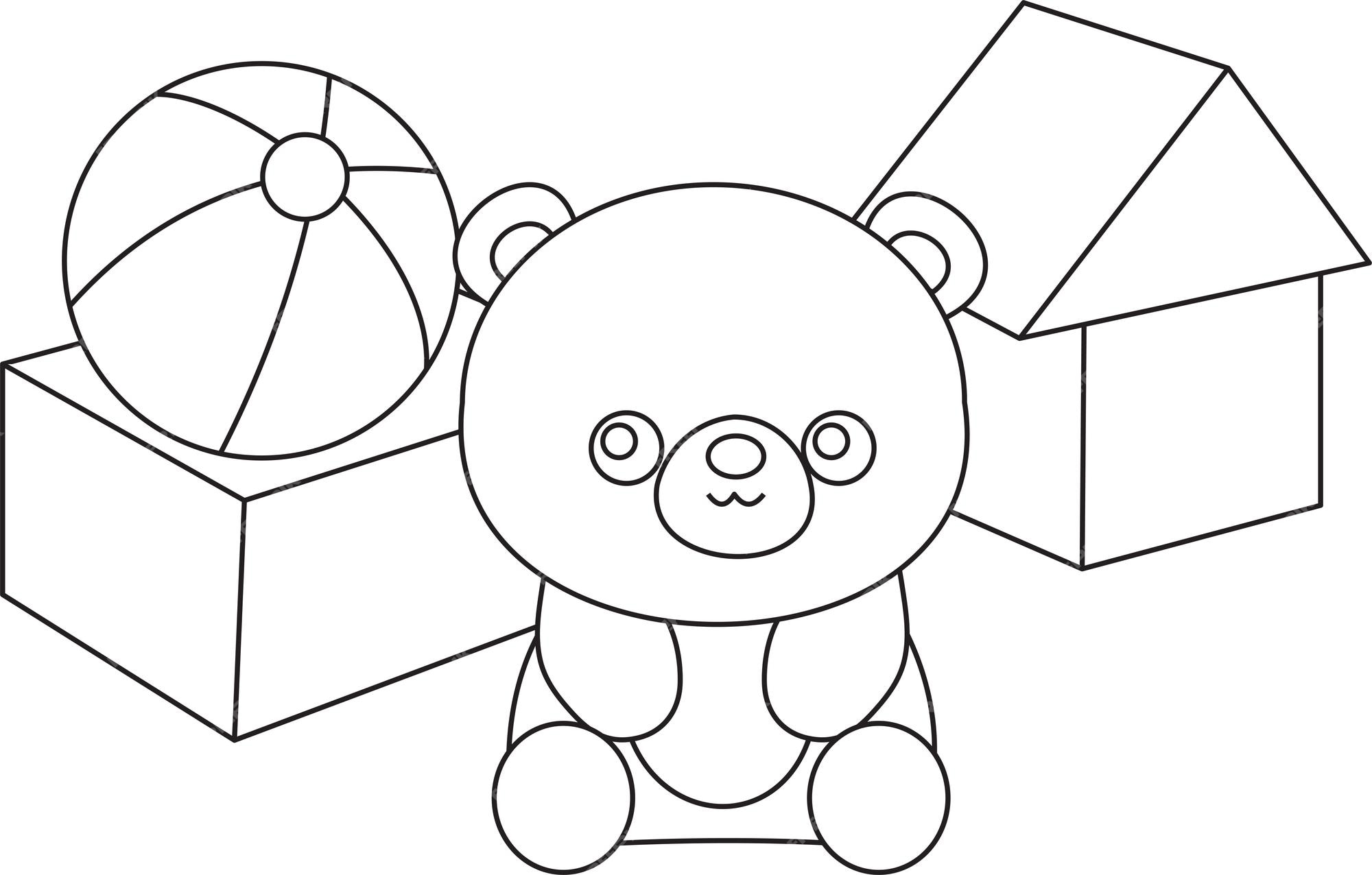 Premium vector toys coloring pages line drawn vector illustration coloring book for kids