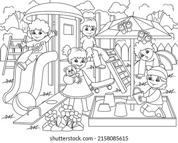Childrens playground coloring vector illustration black stock vector royalty free