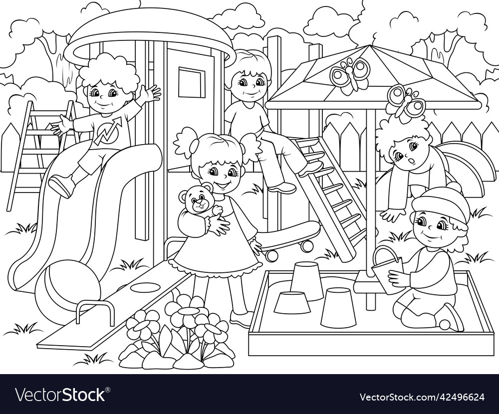 Children playground coloring royalty free vector image