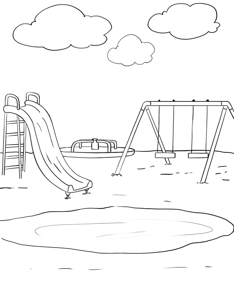 Playground in park fãrbung seite