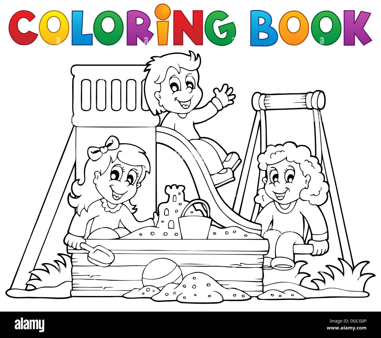 Coloring book playground theme picture hi