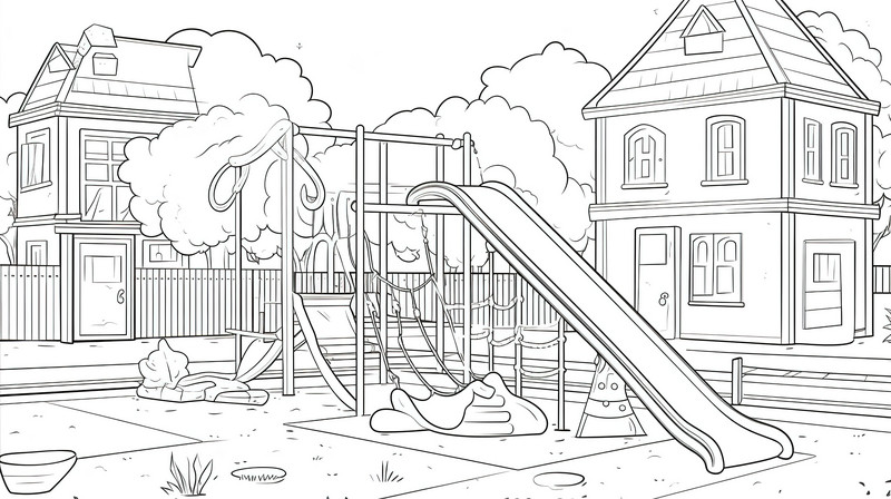 Playground the coloring page for kids backgrounds psd free download